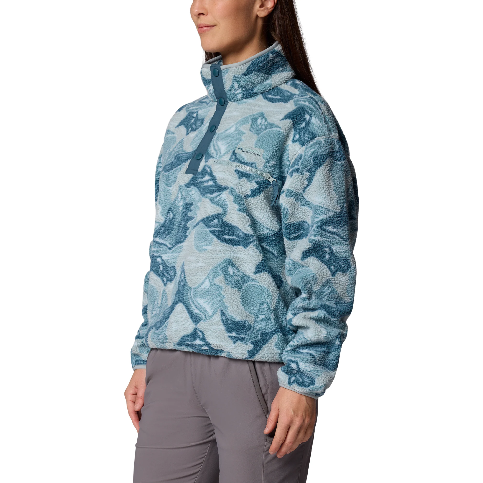 Women's Helvetia II Cropped Sherpa 1/2 Snap Printed Fleece - Image 4