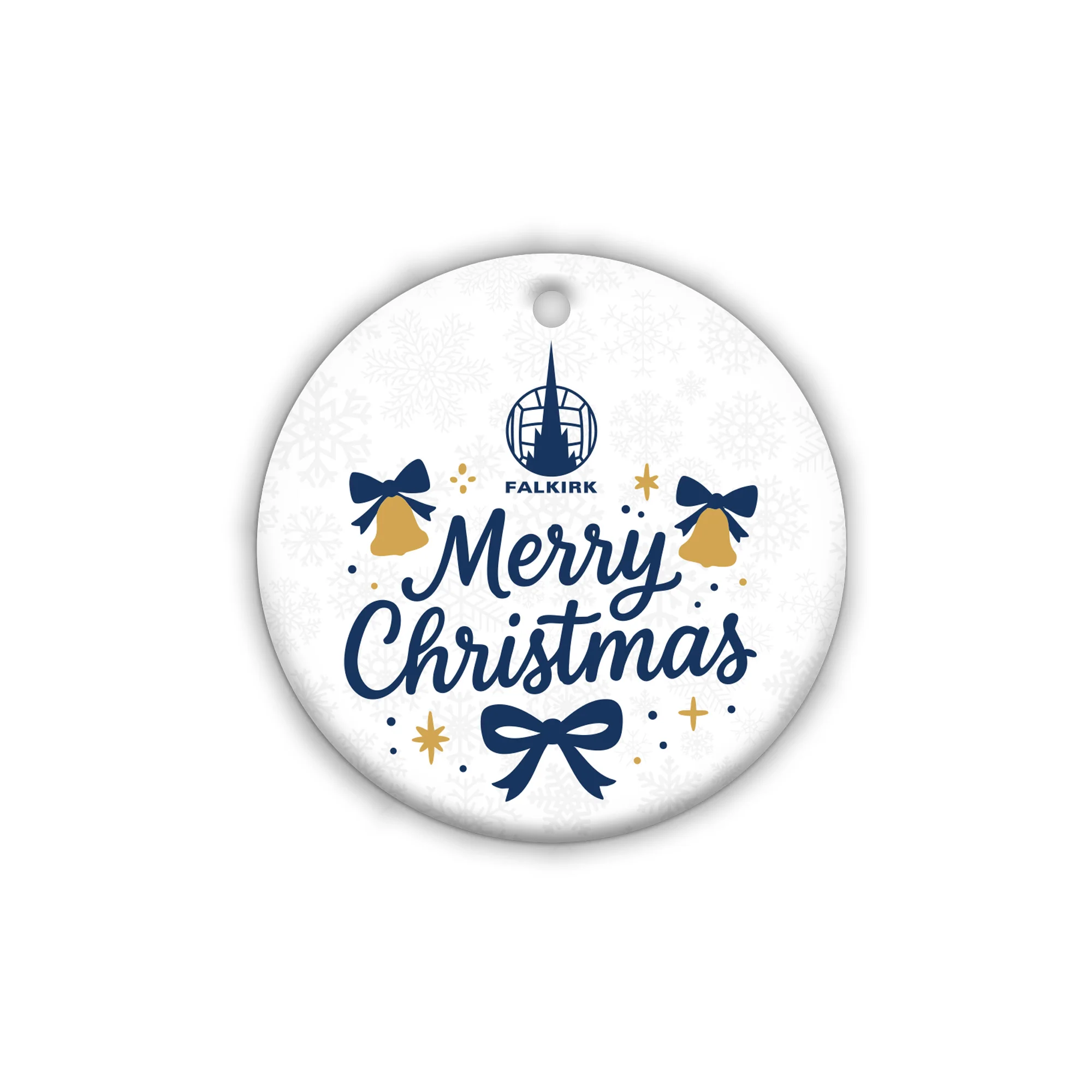 Falkirk Merry Christmas Round Ceramic Tree Decoration