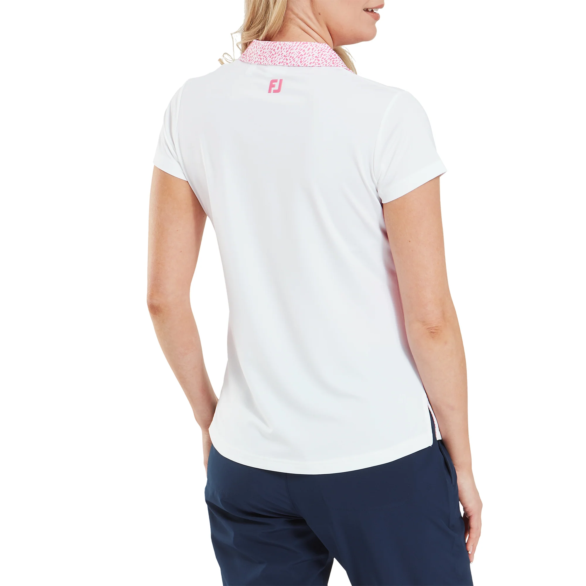 Cap Sleeve Print Trim Lisle T-Shirt Womens - Image 2