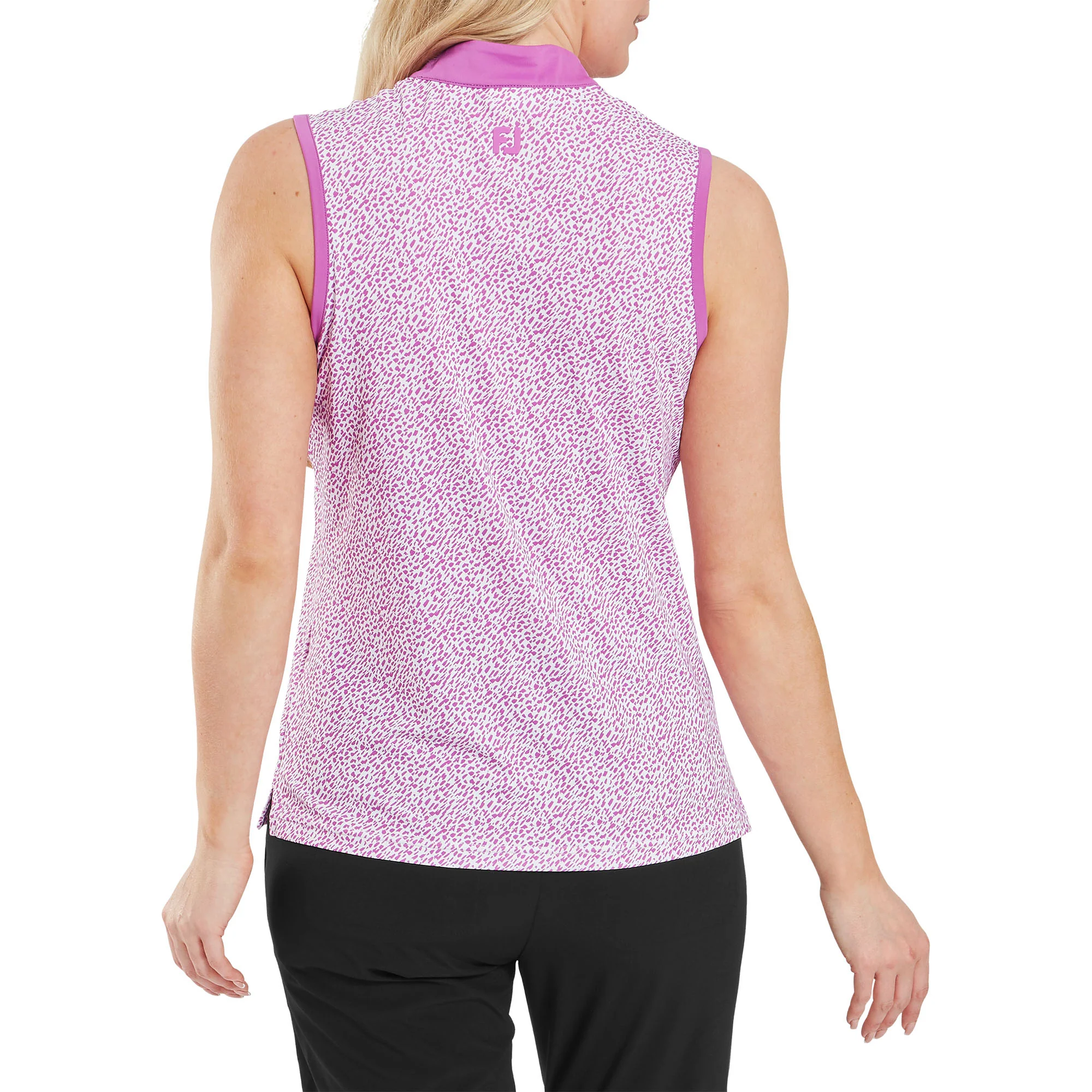 Animal Print Sleeveless Lisle Polo Shirt Womens - Image 2