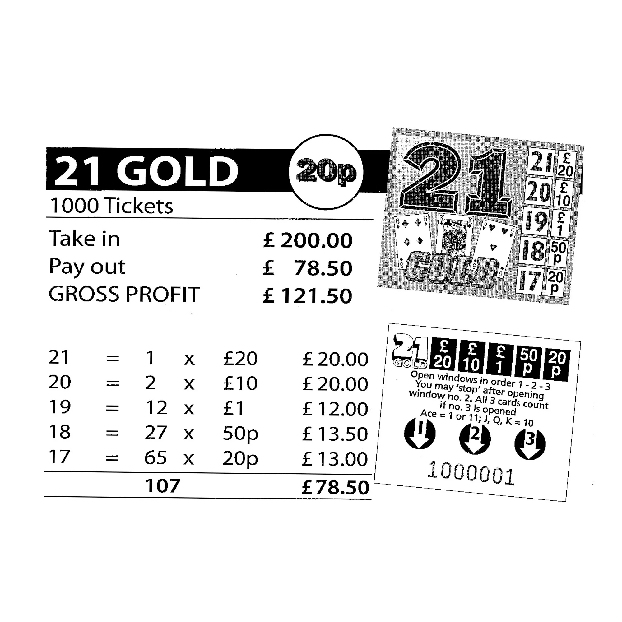 Gold 21 Fundraising Charity Night Cards - Image 3