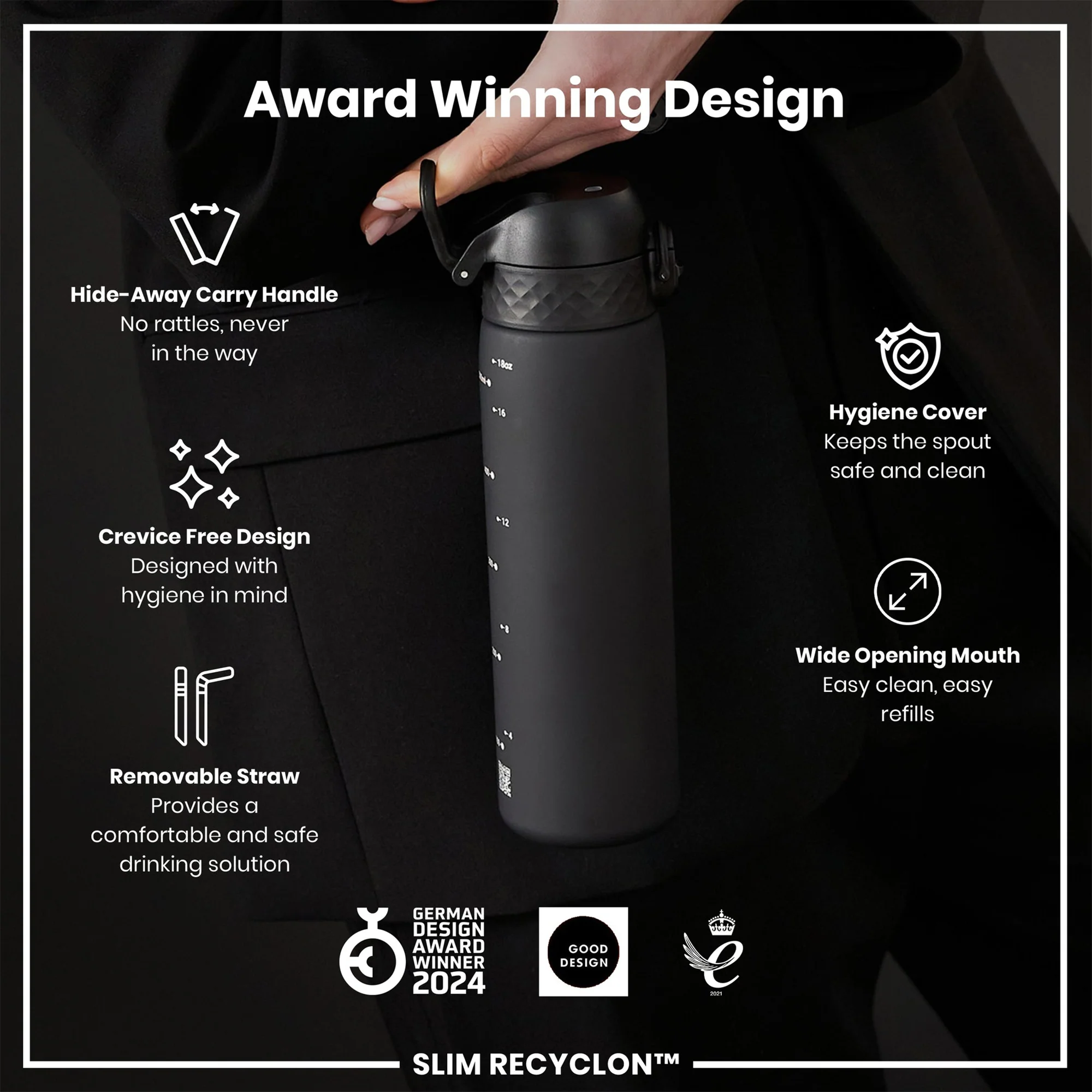 Recyclon Water Bottle with Straw (500ml) - Image 4