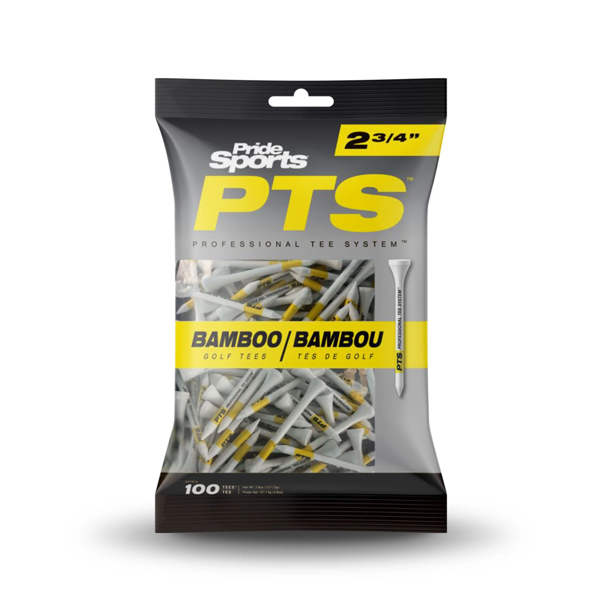 PTS Bamboo Golf Tees (2 3/4") Yellow - Pack of 100