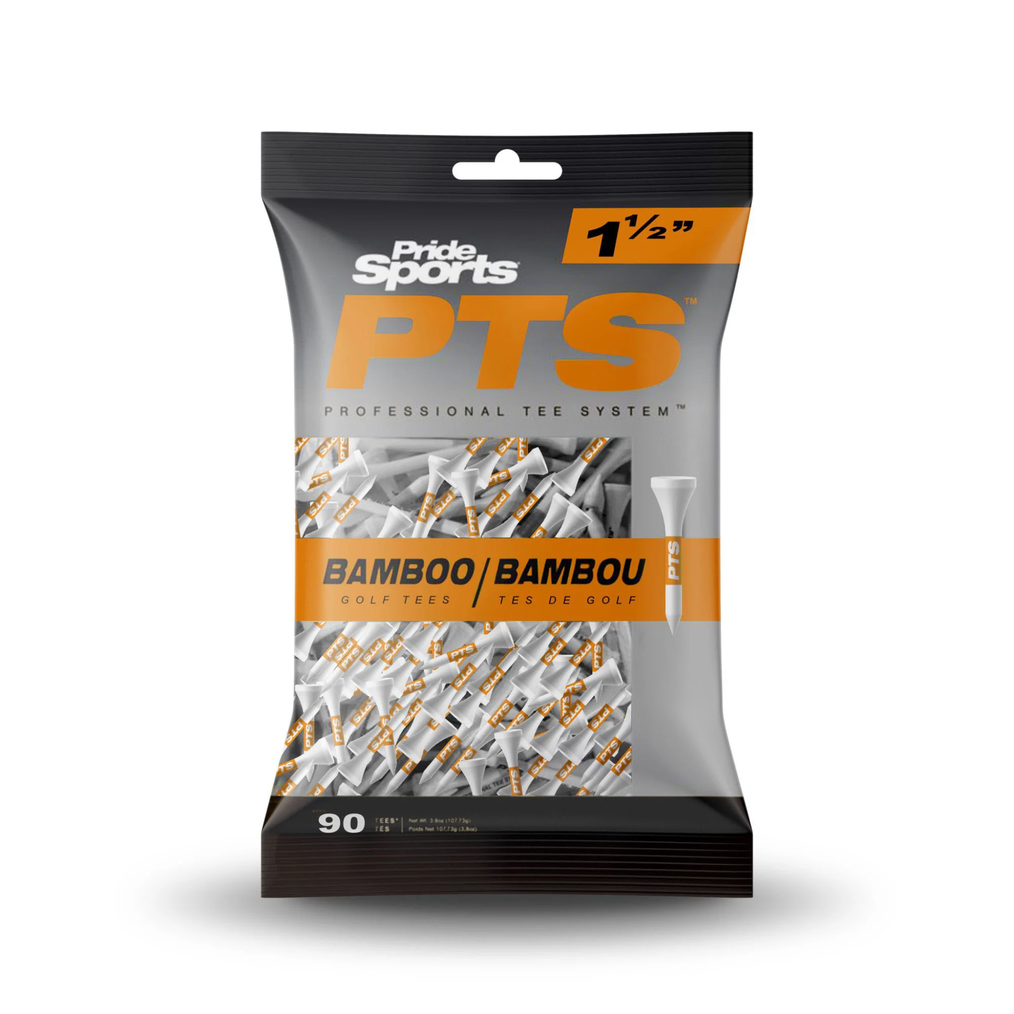 PTS Bamboo Golf Tees (1 1/2") Orange - Pack of 90