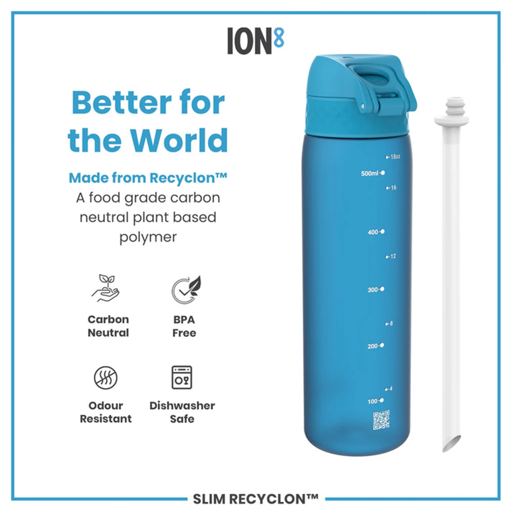 Recyclon Water Bottle with Straw (500ml) - Image 4