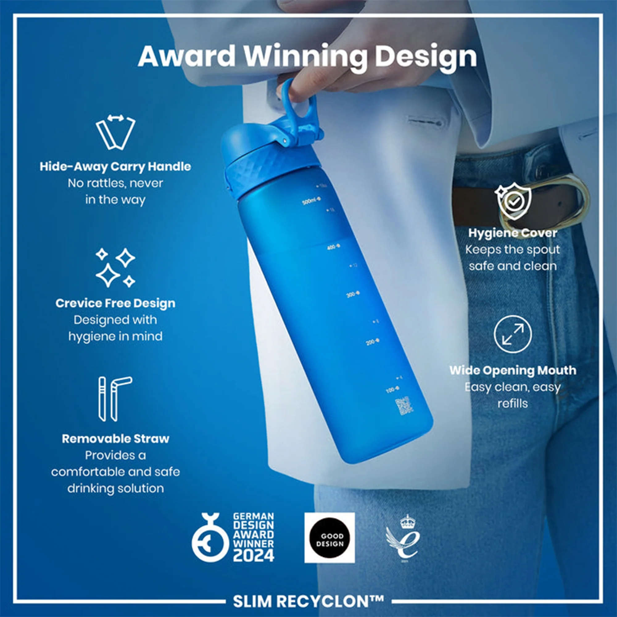 Recyclon Water Bottle with Straw (500ml) - Image 6