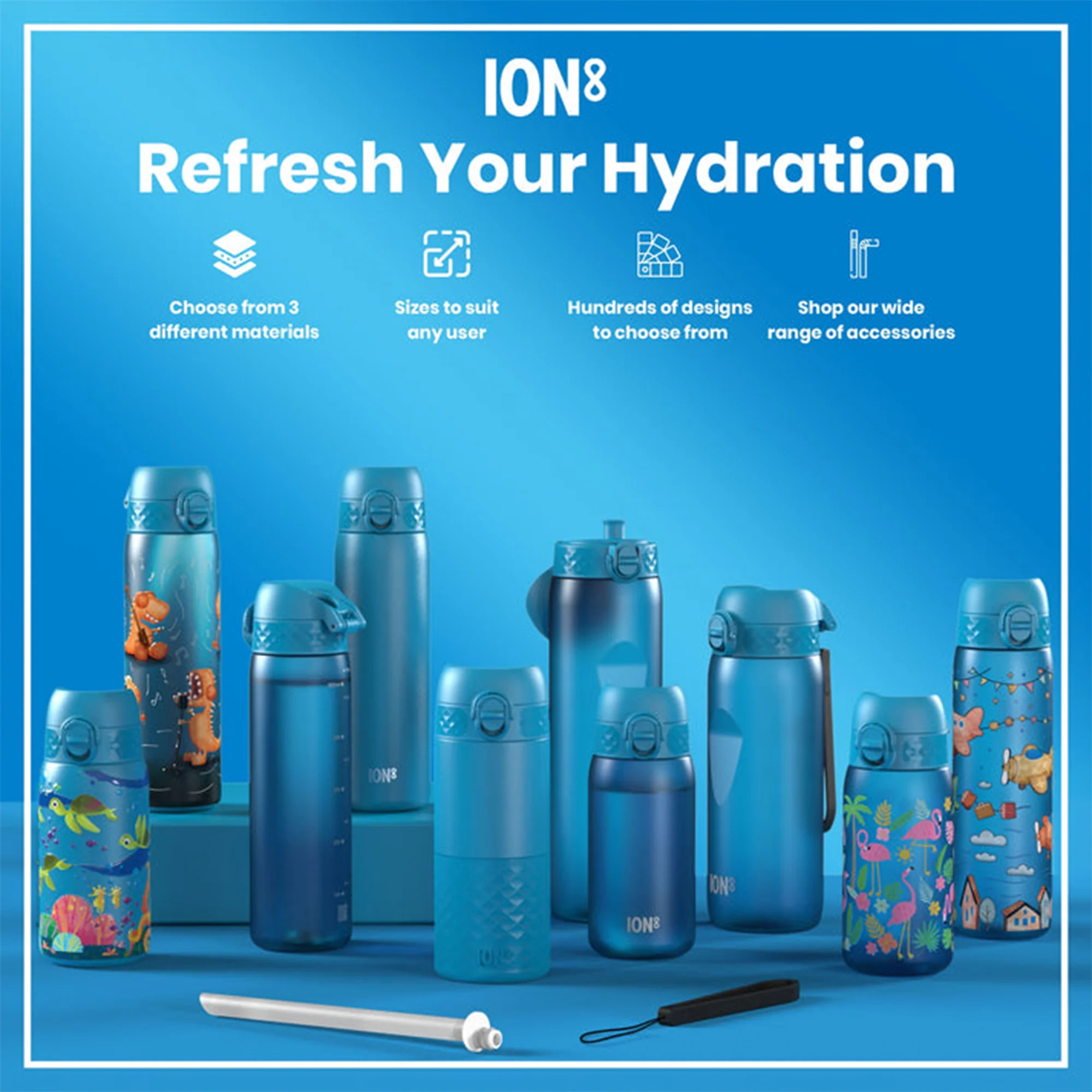 Recyclon Water Bottle with Straw (500ml) - Image 7
