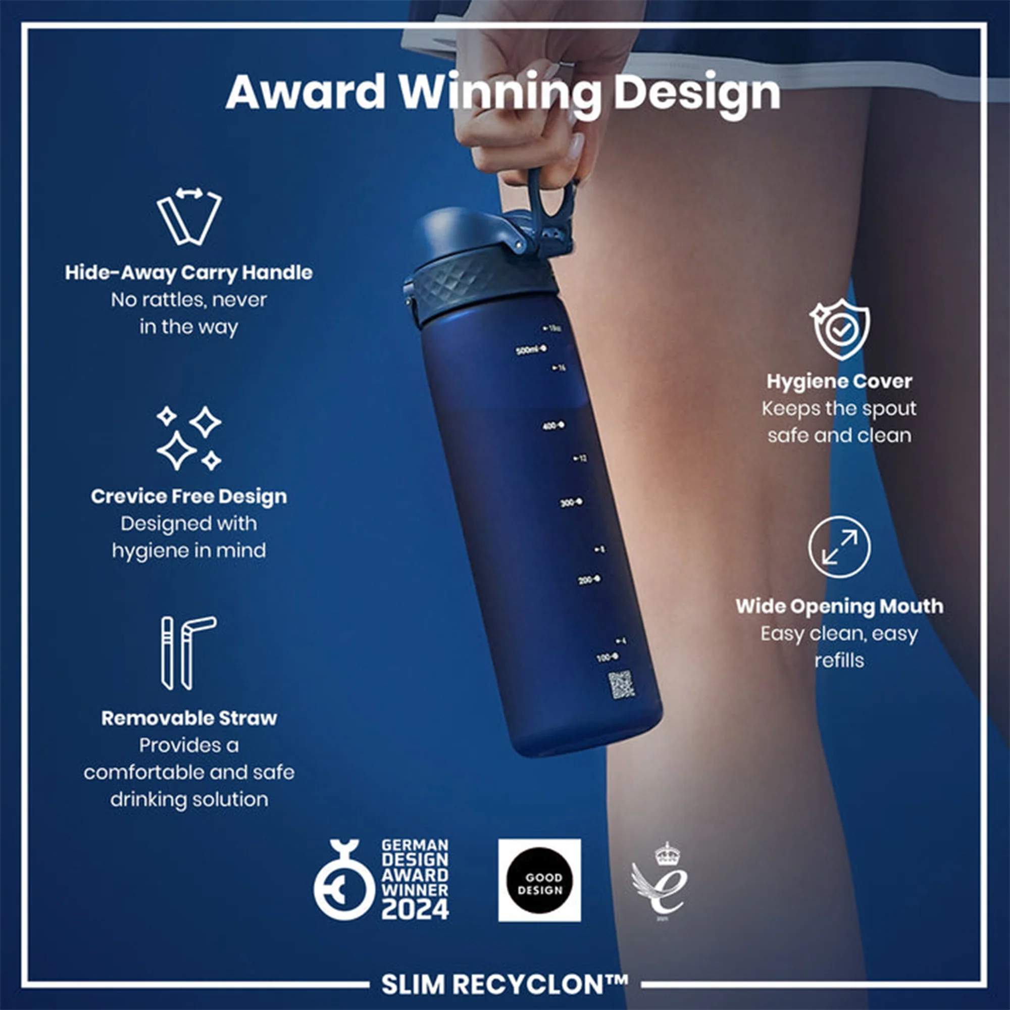 Recyclon Water Bottle with Straw (500ml) - Image 2