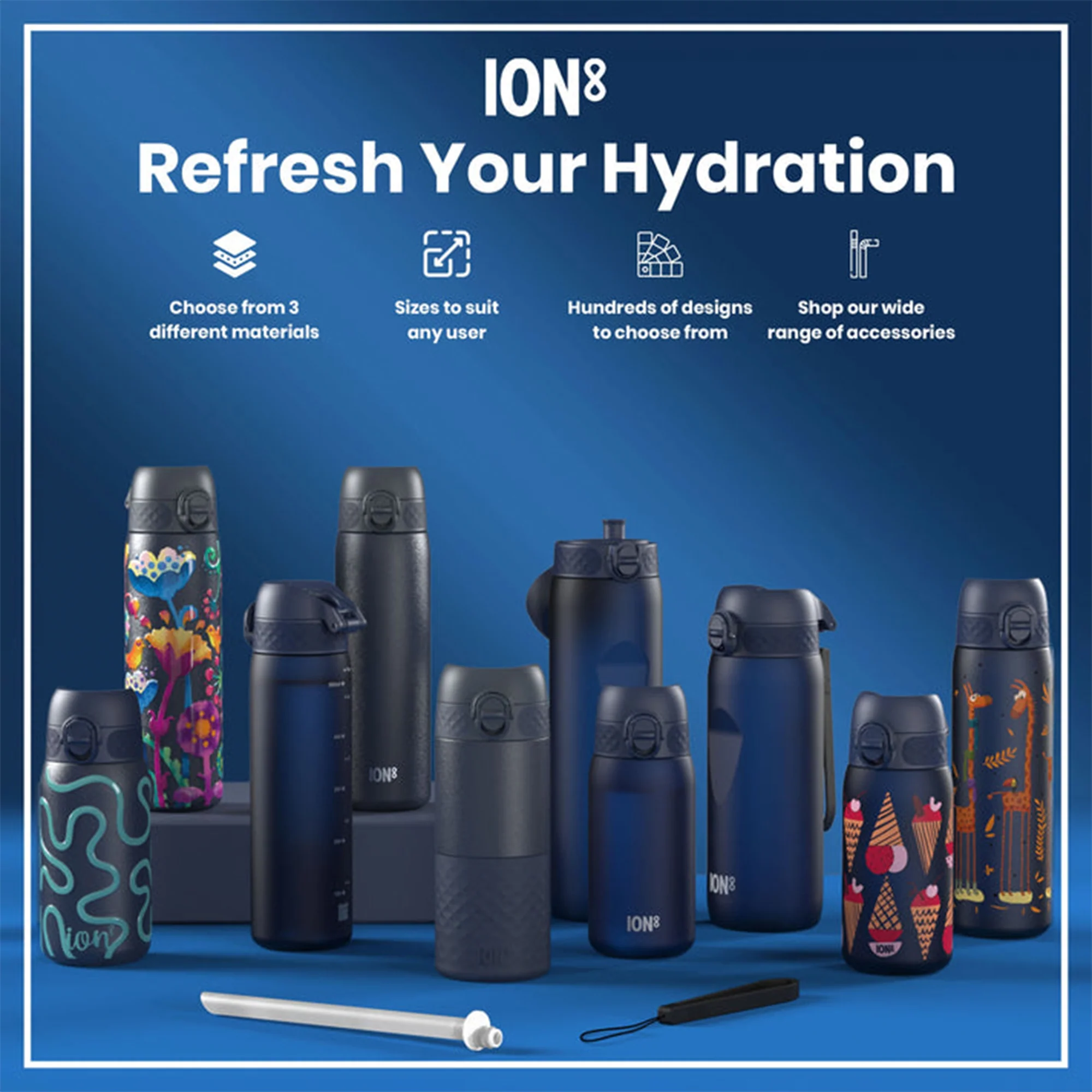 Recyclon Water Bottle with Straw (500ml) - Image 3