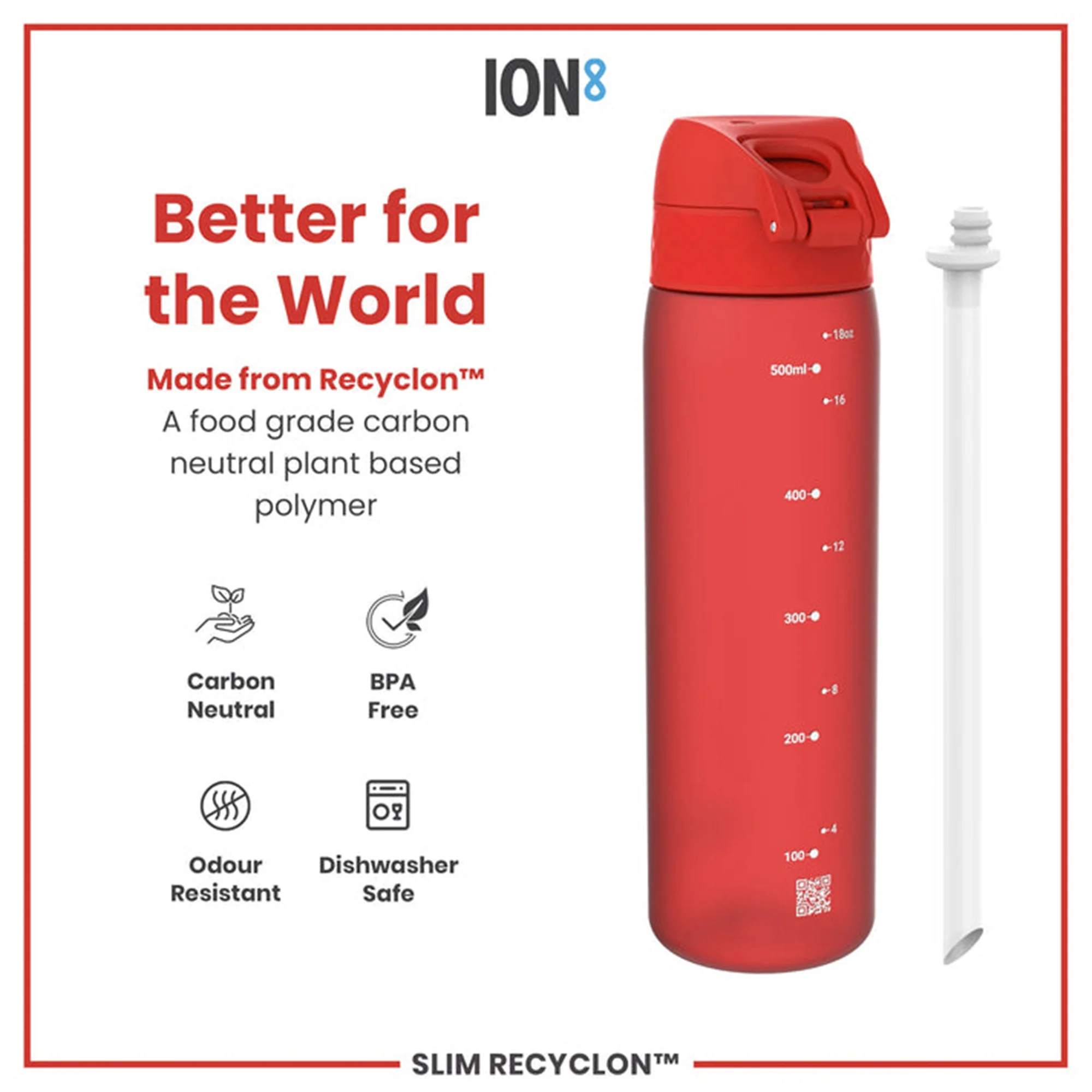Recyclon Water Bottle with Straw (500ml) - Image 4