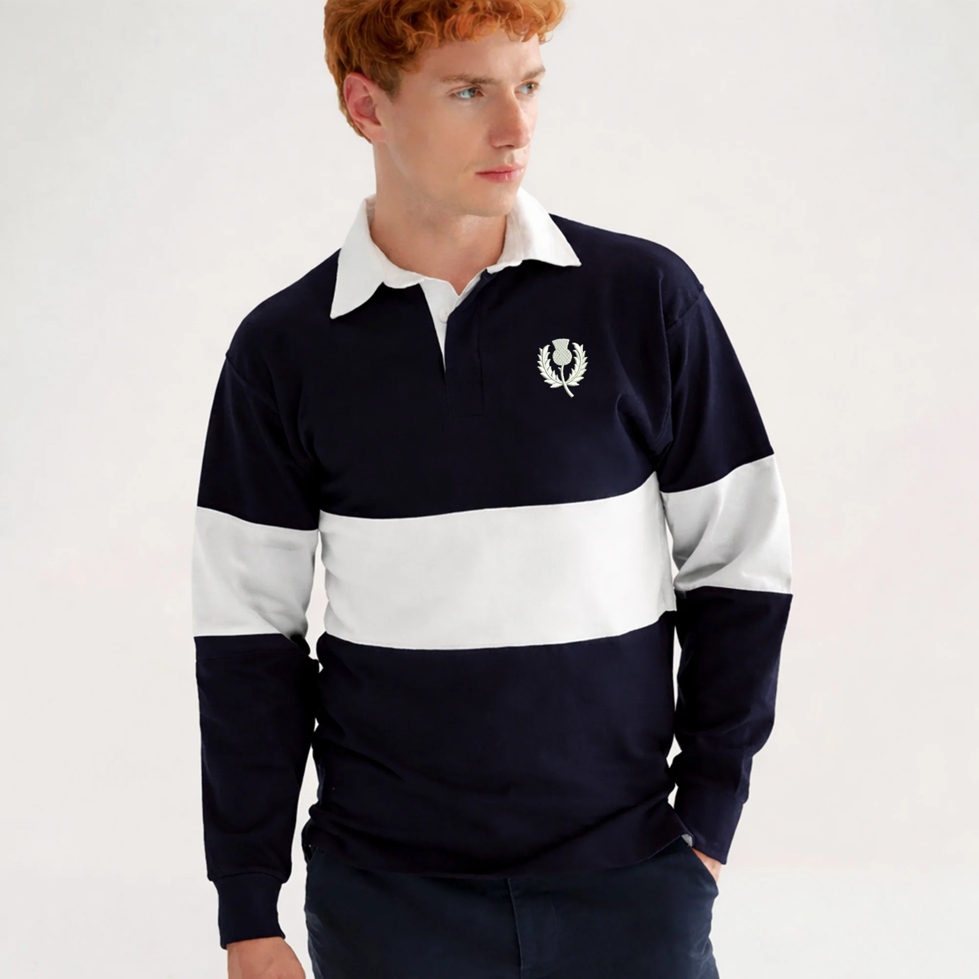 Scotland Retro Panelled Long Sleeve Rugby Shirt