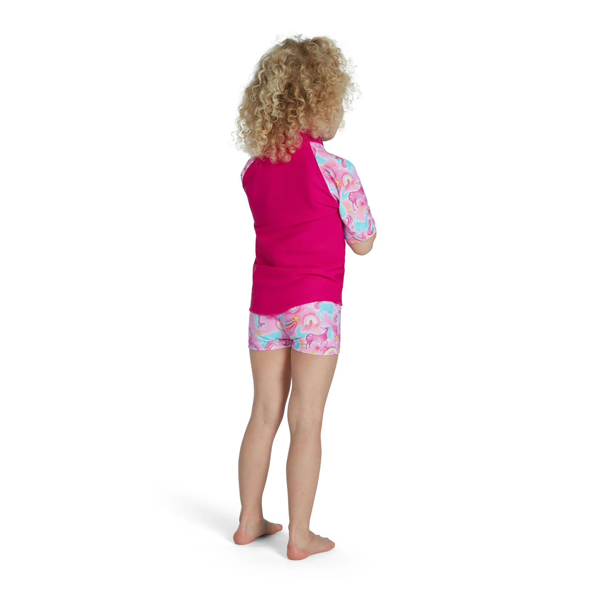 Toddlers Short Sleeve Printed Unicorn Rash Top Set - Image 6